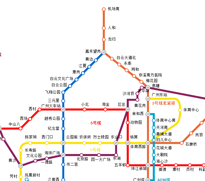 b:6号线转3号线延长线:因为沙面站是在黄沙地铁站,6号线1号线都可以坐