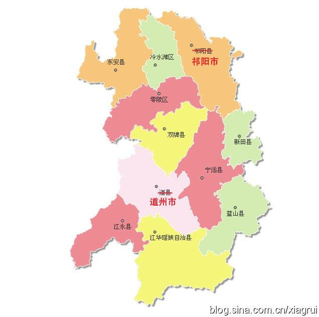 永州三日自驾游:一次永州文化的洗礼   上图是整个 永州 的行政图