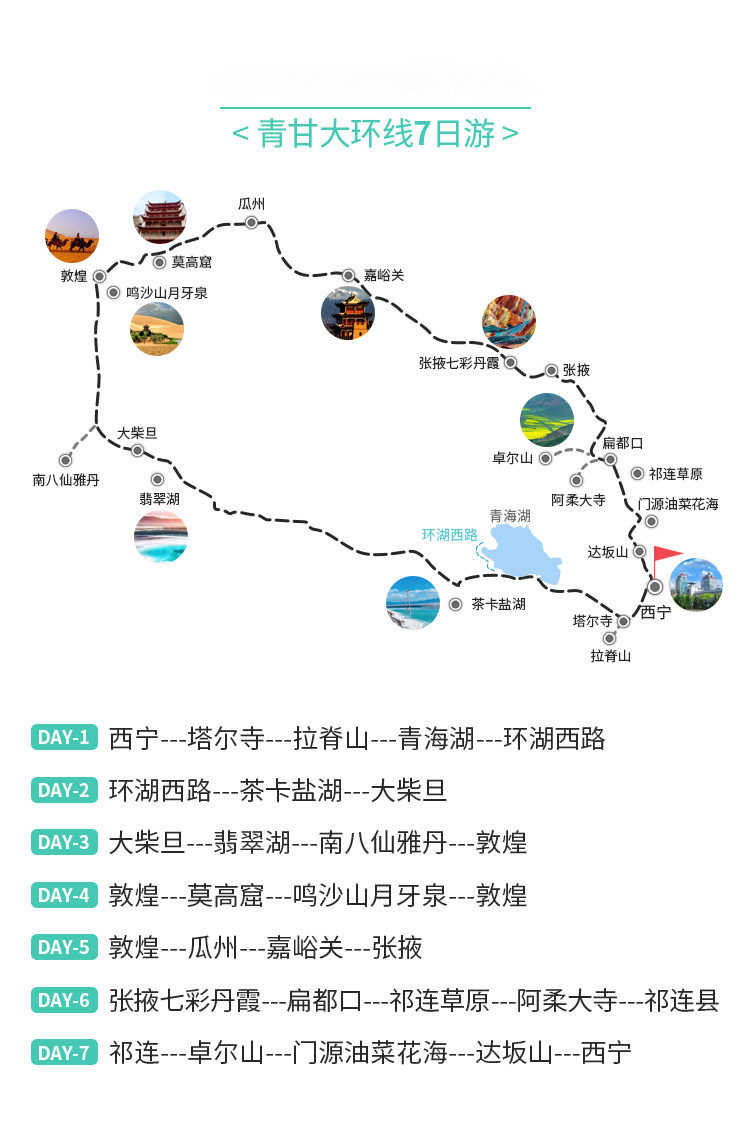 青甘大环线7日游vip10人小团出行 青海湖 茶卡盐湖 敦煌莫高窟 月牙泉