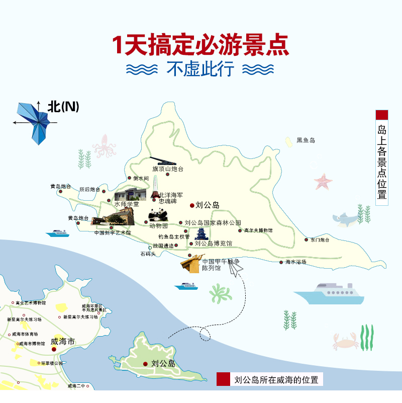 威海刘公岛 定远舰纯玩一日游(导游讲解 服务保障 市区车接 环岛游可