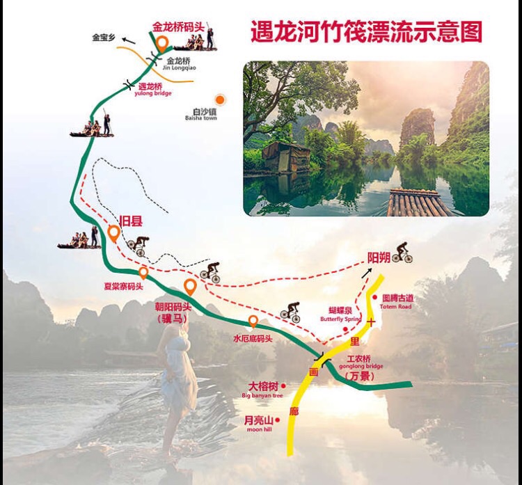 Guilin Yangshuo YuLong River Tourist Map